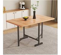 Table à manger pliante 120 x 80 cm en MDF décor chêne clair, structure métal noir, gain de place