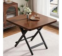Table à manger pliante carrée en bois, table de pique-nique portable avec pieds en métal robustes, table pliante peu encombrante, idéale pour les marchés(Dark walnut,70x70x70cm/27.5x27.5x27.5in)