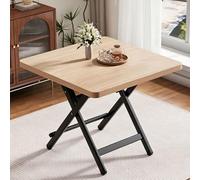 Table à manger pliante carrée en bois, table de pique-nique portable avec pieds en métal robustes, table pliante peu encombrante, idéale pour les marchés(White maple,70x70x50cm/27.5x27.5x19.7in)
