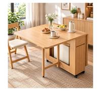 Table à Manger Pliante Extensible en Bois Massif avec Rangement | Structure rabattable permettant un usage flexible et un rangement pratique entre deux utilisations