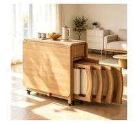 Table à Manger Pliante Extensible, Ensemble Repas avec chaises | Plateau rabattable, rangement intégré, pieds stables, style moderne adapté maison et bureau(Original Wood)
