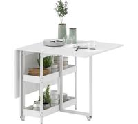 Table à manger pliante Fortuna Lai Table de cuisine pour 2 à 4 personnes avec 2 étagères ouvertes, table de salle à manger mobile Table pliante pour petits espaces, salle à manger, cuisine 133,4 x 80