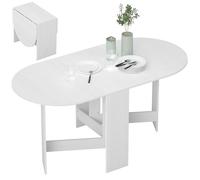 Table à manger pliante - HOMCOM - ovale - jusqu'à 6 personnes - pour petits espaces, salle à manger - blanc