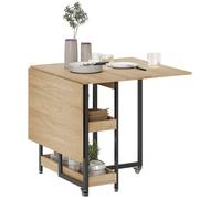 Table à manger pliante - HOMCOM - sur roulettes - 4 personnes - compartiments ouverts - pour petits espaces, salle à manger - chêne
