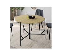 Table à manger pliante ronde YAEL 4 personnes bois et noir design industriel 110 cm