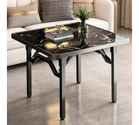 Table à manger pliante, table de cuisine carrée portable pour petits espaces, table pliante peu encombrante de type table, table rabattable(Black marble pattern,120x120x72cm/47.2x47.2x28.3in)