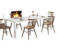 Table à manger, pouvant accueillir 6 à 8 personnes, style industriel rustique, blanche