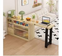 Table à manger rabattable extensible avec rangements compacte FloraGrace