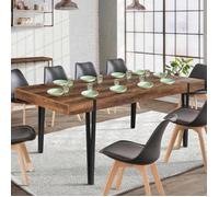 IDMarket Table à manger extensible AUSTRIA 6-10 personnes bois pied épingle noir 160-200 cm