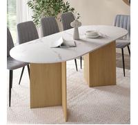 Table à manger rectangle extensible - IDMARKET - MARTHE - Bois et marbre - 6-10 personnes - 160-200 cm