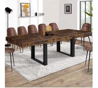 IDMARKET Table à manger extensible rectangle PHOENIX 10-12 personnes bois effet vieilli et noir 200-300 cm