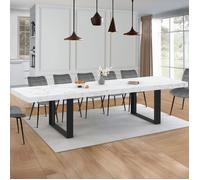 IDMarket Table à manger extensible Phoenix 6-12 pers rectangle effet marbre blanc Alaska 200-300cm
