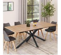 Table à manger rectangle fixe - IDMARKET - ALIX - Bois et noir - 10 personnes - 200 cm