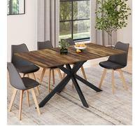 Table à manger rectangle fixe - IDMARKET - ALIX - Bois vieilli et noir - 8 personnes - 160 cm