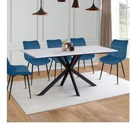 IDMarket – Table à manger rectangle fixe ALIX Mabre et noir 8 personnes 160 cm