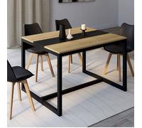 Table à manger rectangle fixe - IDMARKET - DOVER - Bois et noir - 6 personnes - 120 cm