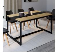 IDMarket - Table à manger DOVER - 6 personnes - bande centrale noire - design industriel 150 cm