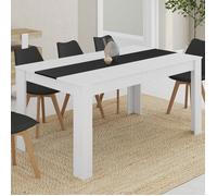 IDMarket - Table à manger Georgia rectangulaire fixe 160 cm 8 personnes blanc et noir MDF