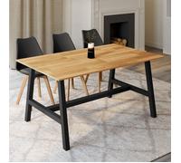 Table à manger rectangle fixe - IDMARKET - MADELEINE - Bois et noir - 6 personnes - 160 cm