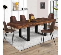IDMarket – Table à manger rectangulaire Phoenix 8 personnes Bois effet vieilli et noir 200 cm