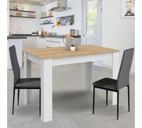 Table à manger rectangle rozy 4 personnes blanc plateau façon hêtre 110 cm