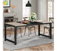 Table à manger rectangle TRIBESIGNS 6 Personnes Design Industriel Bois, 180 x 80 x 75 cm, Gris Vintage-Noir