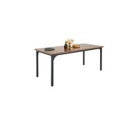 VEVOR Table à manger rectangulaire 180 cm, table de salle à manger en bois pour 6 à 8 personnes, mobilier rustique avec pieds en fer, bureau de conférence, pour cuisine, salon, marron (table seule)