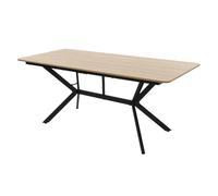 Table à manger rectangulaire 180x80x75cm marron clair corps en acier 6 personnes