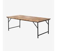 Table à manger rectangulaire 200x100 cm pliable en bois de manguier et Fer Noir de Carbone