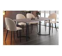 Table à manger - Rectangulaire - 4 places - Gris + beige - 1 table + 4 chaises