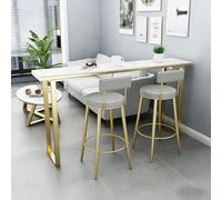Table à Manger Rectangulaire, Grande Table Cuisine en Marbre, Pieds Métal | Solution pour petits espaces, table hauteur comptoir, mobilier moderne(120cm/47.2in)