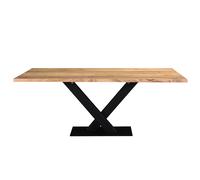 Table à manger rectangulaire industrielle en bois massif et métal noir L200 cm VALLEY