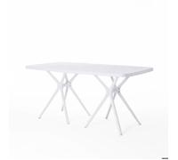 Table à manger rectangulaire Oliver pour extérieur en polypropylène renforcé (Blanc)