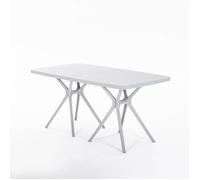 Table à manger rectangulaire Oliver pour extérieur en polypropylène renforcé (Gris clair)