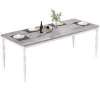 Table à manger rectangulaire pour 6 personnes - 200 cm - Pied central avec espace de rangement - Table d'appoint - Structure métallique - Style moderne - Gris