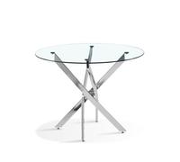Table à manger ronde 100cm design en verre - Orion