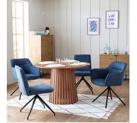 Happy Garden Table à manger ronde LIV 110 cm style scandinave bois foncé 5 places