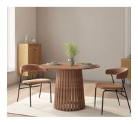Table à manger ronde 110cm en bois foncé LIV Marron