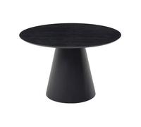Table à manger ronde 4 personnes placage frêne - Noir - ANTALIZA