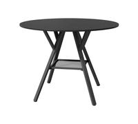 Table à Manger Ronde - Bealife - 4 à 6 Personnes - 1 Étagère Rangement - Cadre Métal - Cuisine - Pied Antidérapant - Noir - 100 cm