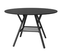 Table à Manger Ronde - Bealife - 4 à 6 Personnes - 1 Étagère Rangement - Cadre Métal - Cuisine - Pied Antidérapant - Noir - 120 cm