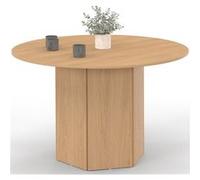 IDMARKET Table à manger ronde BERTHE 6 personnes pied hexagonal bois effet hêtre 110 cm