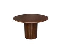 Table à manger ronde bois d'hévéa et placage chêne noyer 4 places - Ø 115 x 73 cm - Estelle