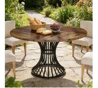 Table à manger ronde design sablier métal rétro, plateau MDF pour 6 personnes, salle à manger cuisine