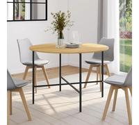 Table à manger ronde fixe - IDMARKET - DETROIT - Bois et noir - 4-6 personnes - 110 cm