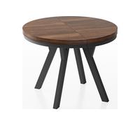 Table à Manger Ronde Extensible Designer - Style Loft, Industriel, Peu Encombrant - Pieds Noirs - 90 à 170 Cm - Pour 4-8 Personnes - Fabriqué En Ue -