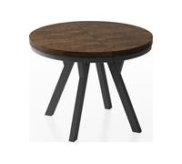 Table à Manger Ronde Extensible Designer - Style Loft, Industriel, Peu Encombrant - Pieds Noirs - 90 à 170 Cm - Pour 4-8 Personnes - Fabriqué En Ue -
