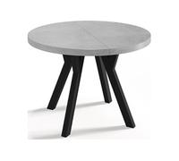 Table à Manger Ronde Extensible Designer - Style Loft, Industriel, Peu Encombrant - Pieds Noirs - 90 à 170 Cm - Pour 4-8 Personnes - Fabriqué En Ue -