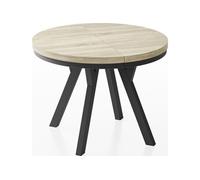 Table à Manger Ronde Extensible Designer - Style Loft, Industriel, Peu Encombrant - Pieds Noirs - 90 à 170 Cm - Pour 4-8 Personnes - Fabriqué En Ue -