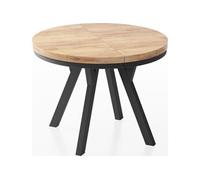 Table à Manger Ronde Extensible Designer - Style Loft, Industriel, Peu Encombrant - Pieds Noirs - 90 à 170 Cm - Pour 4-8 Personnes - Fabriqué En Ue -